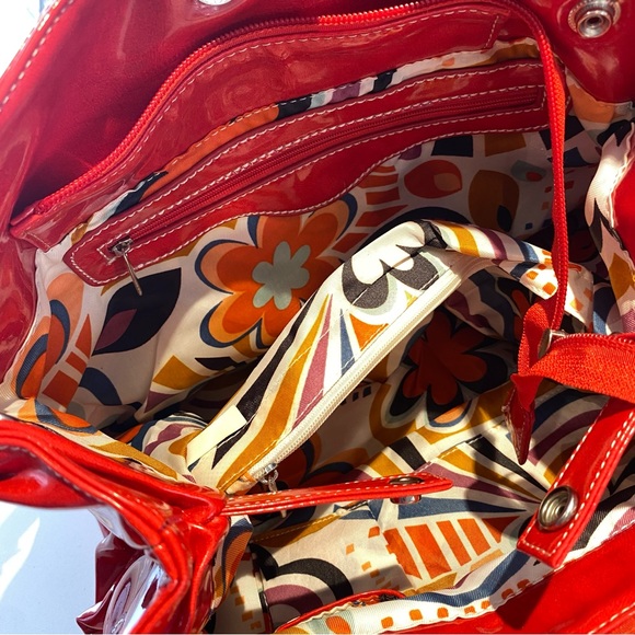 🛍️ 4 for 20$ / Vintage Peace Logo Rhinestone Glossy Faux Leather Handbag - Picture 10 of 16